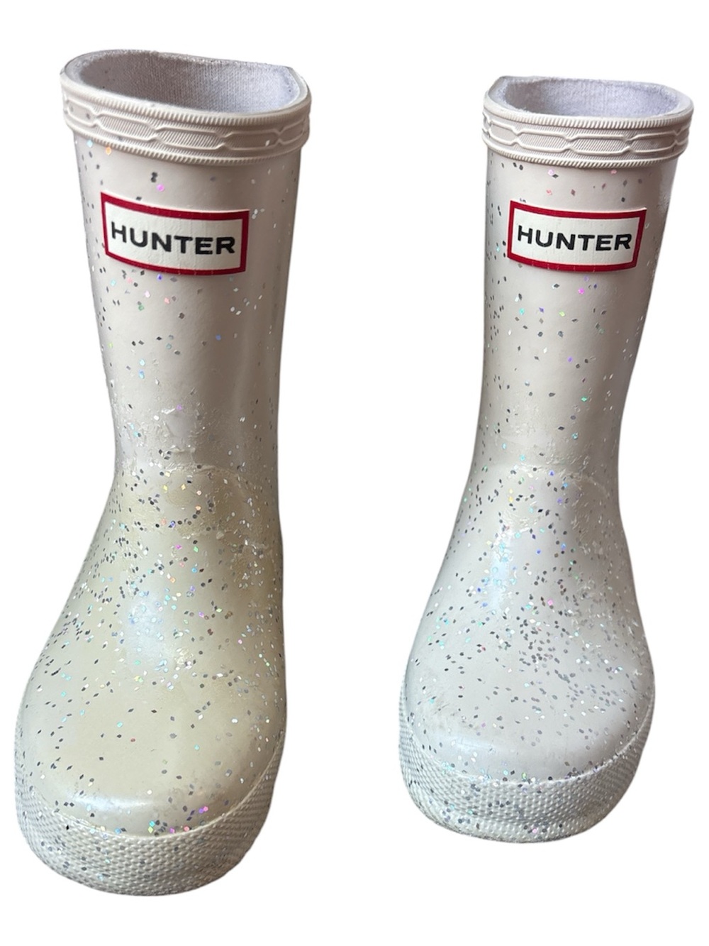 Hunter Girls White Glitter Rain Boots - HUNTER
